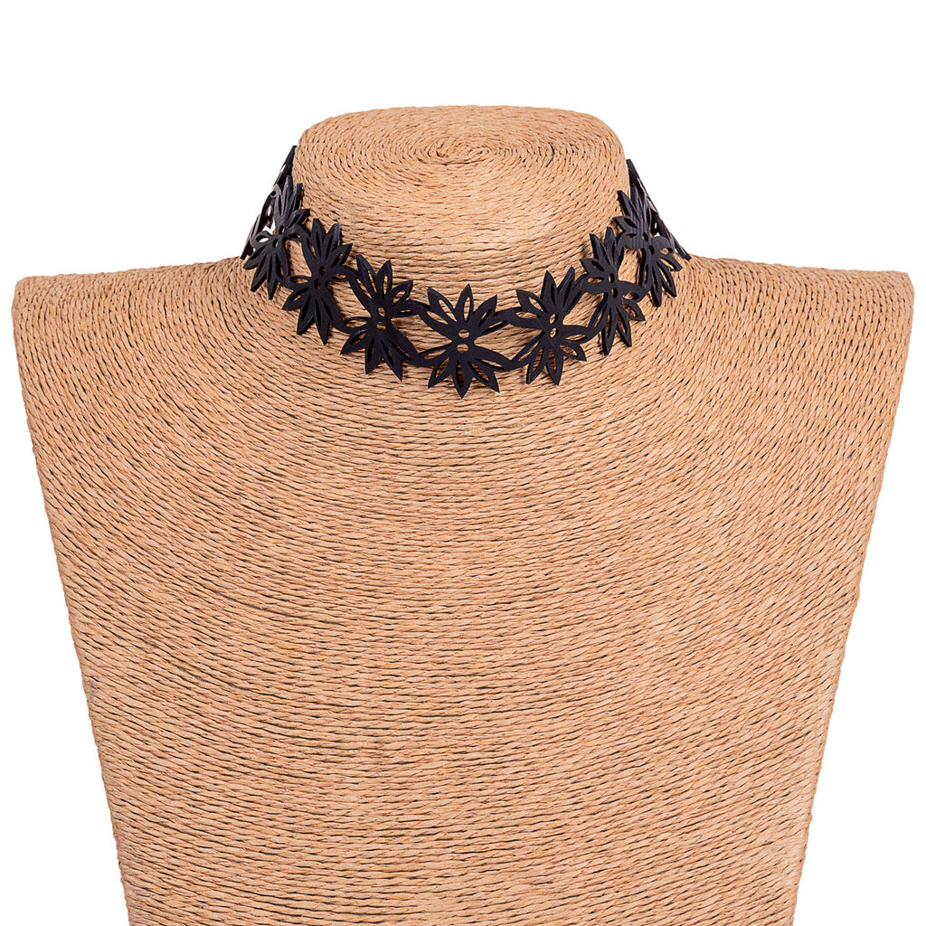 Mimosa Flowers Recycled Rubber Statement Choker-1