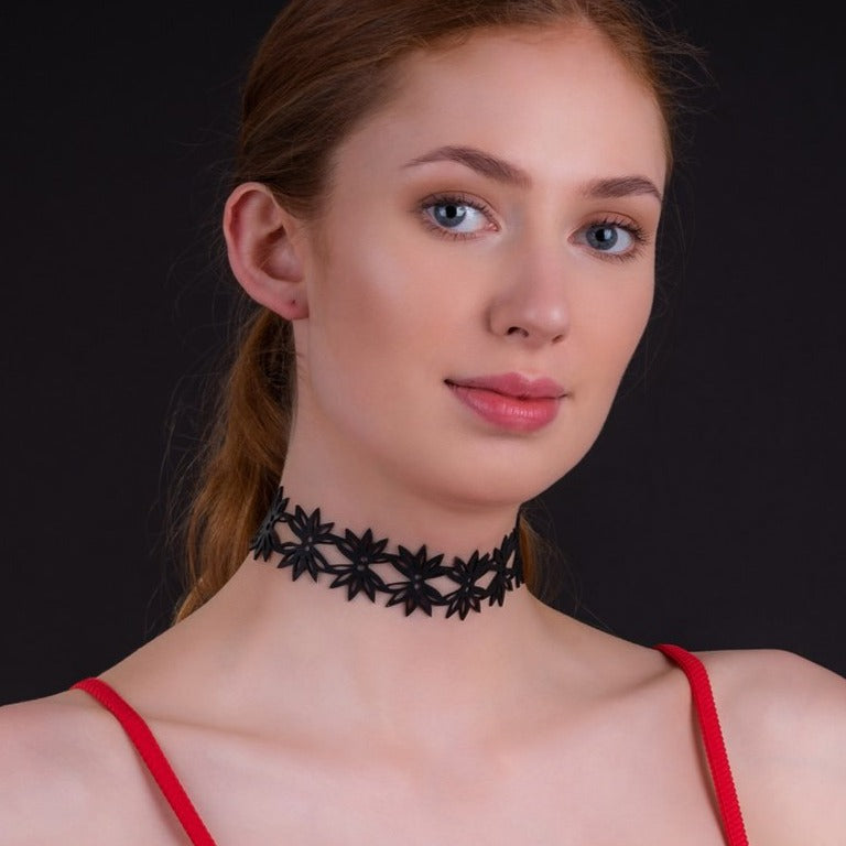 Mimosa Flowers Recycled Rubber Statement Choker-0
