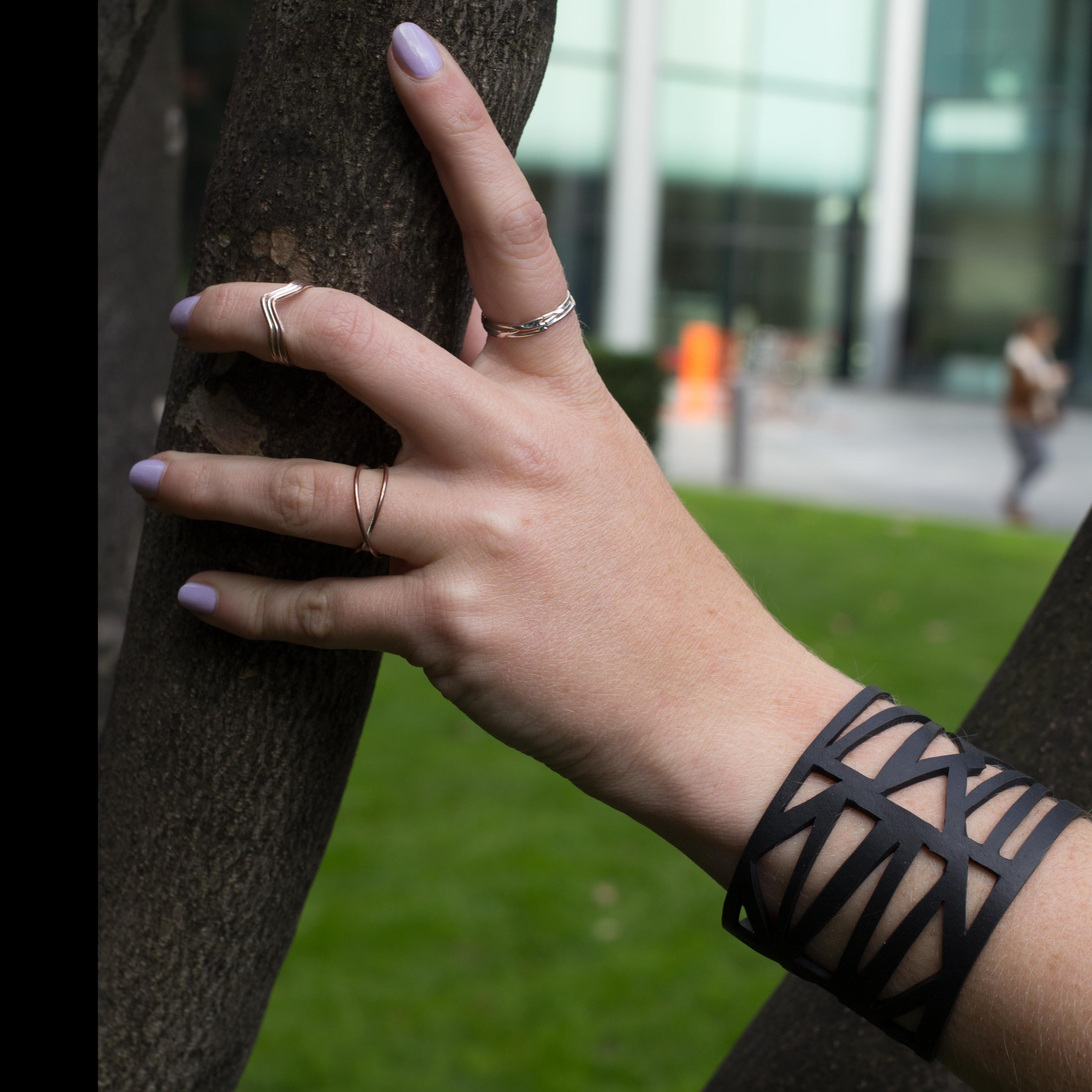 Paguro Upcycle Honeycomb Recycled Rubber Bracelet Eco Cuff